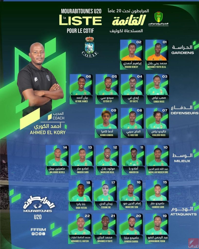 Annonce de la liste finale de la sélection mauritanienne U20 pour le tournoi COTIF